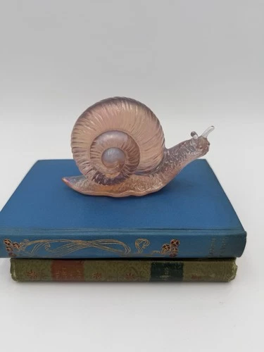 Vintage Fenton Carnival Glass Madras Snail  Pink Excellent Condition