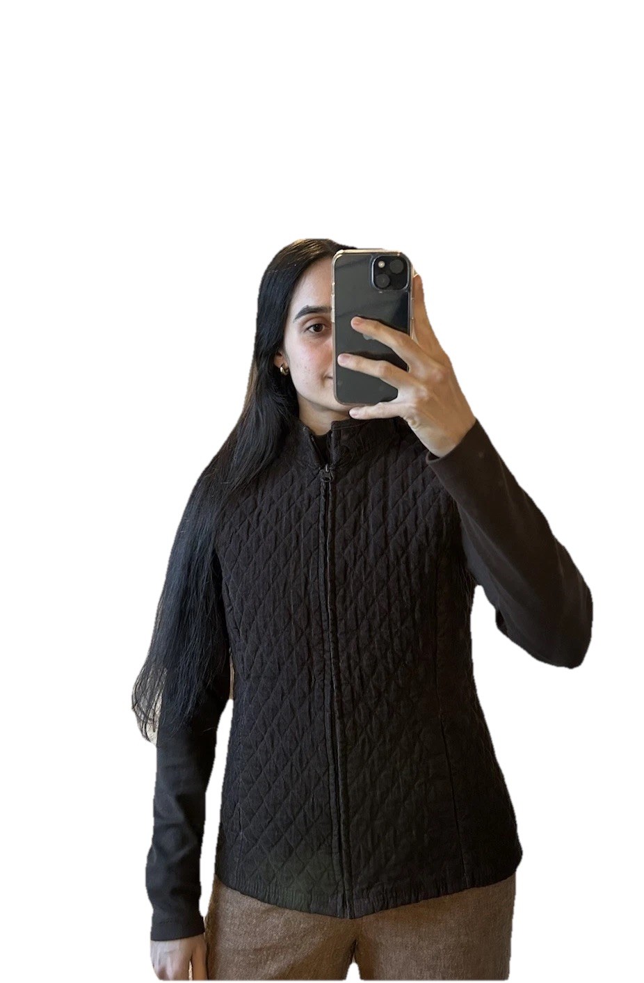 Basic Editions Quilted Full Zip Brown Women's Ves… - image 1