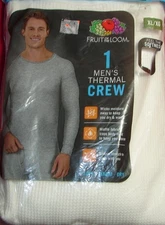 Mens  White Thermal Underware XL,Crew Top,Fruit of the Loom,NEW