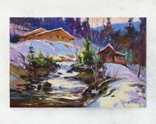 Plein air landscape painting IMPRESSIONISM Original Oil canvas by A. Onipchenko