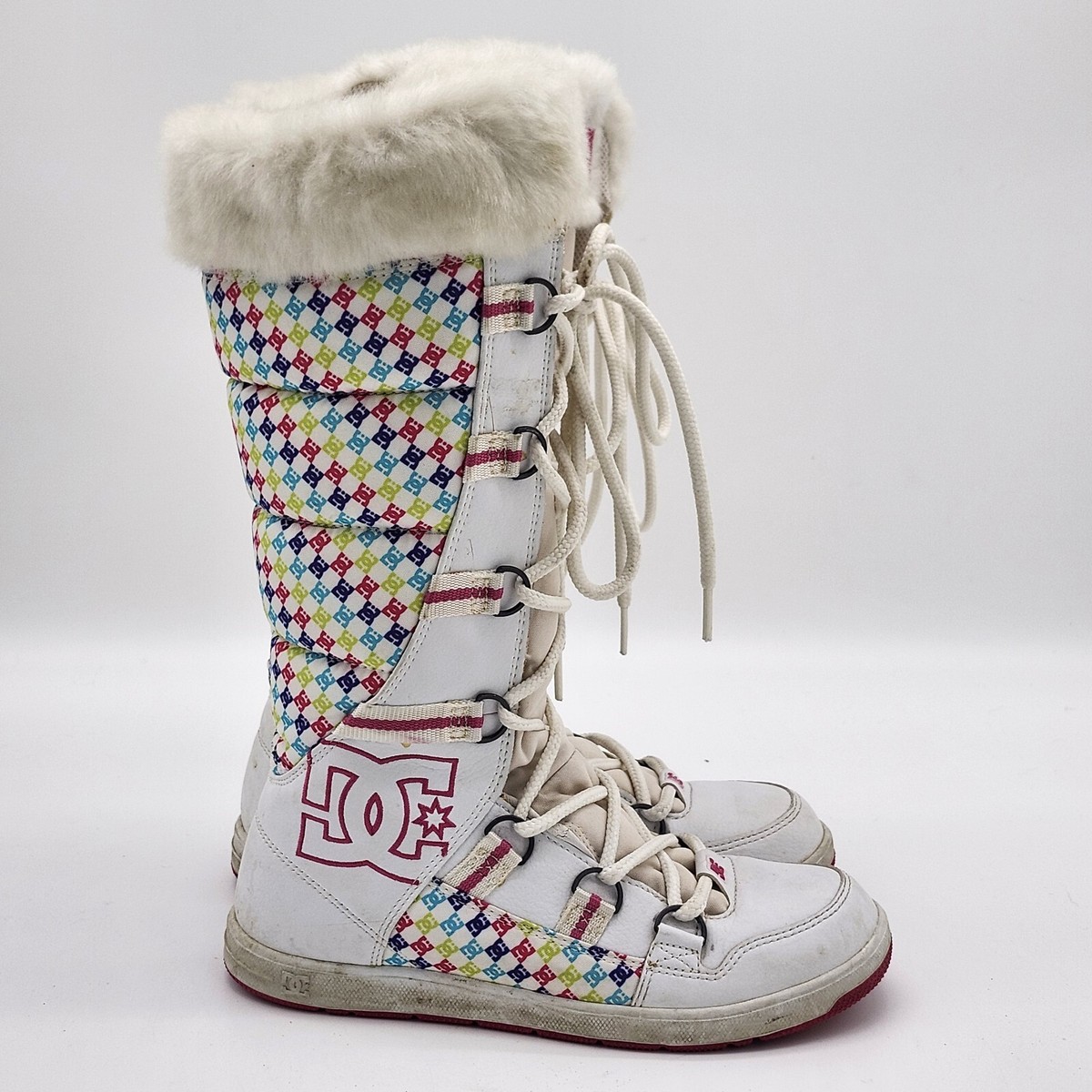 DC Chalet Slim Boots Womens 7 White Rainbow 302467 Below The Knee