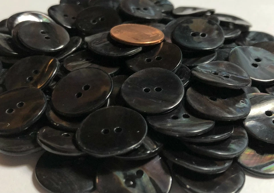 6 PC ONLY Curved VERY DARK Brown Natural Mussel Shell Buttons 19mm 3/4" 11684 - Image 4 of 4