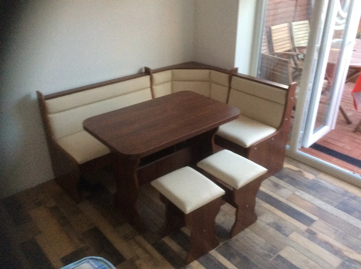 KITCHEN DINING CORNER SEATING BENCH TABLE 2 STOOLS WITH STORAGE