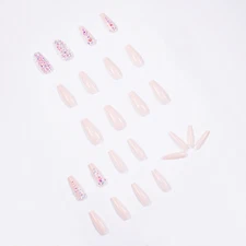 1-100 PCS French Fake False Transparent Full Cover Coffin Nail Tips Long Square