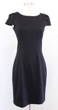 Elie Tahari Womens Solid Black Knit Cap Sleeve Sheath Dress Size 2