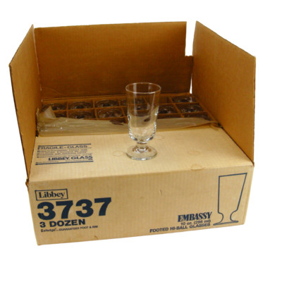 Libbey 3737 10 oz Embassy Footed Hi-Ball Glasses Case of 36 - NOB