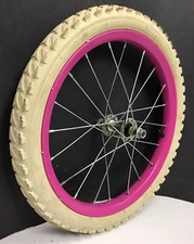 16" Bicycle Front Pink Wheel with 1.95" White Tire Mini-BMX Kids Bike #H3