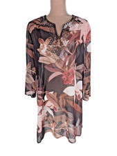 CHICO'S Embellished Cielo Sheer Tunic Top Coverup Brown Orchid Beach Vacation 16