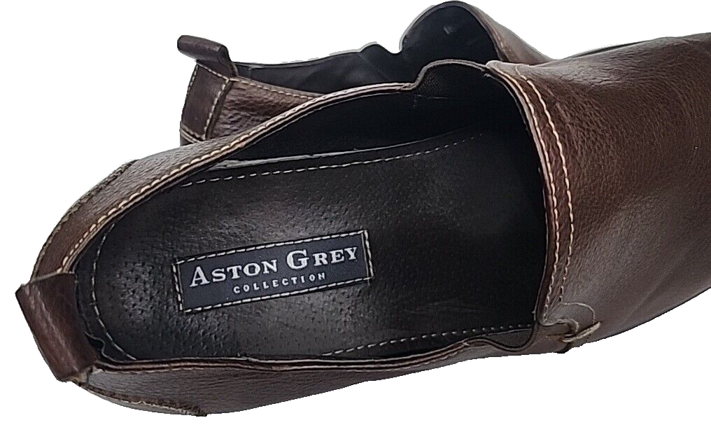 Aston Grey Leather Dress Square Toe Fashion Loafers Footwear Men\'s Shoes 11 M Aston Grey Dress Shoes Mens Size 11 Black Leather 500014 Ian  main image 2