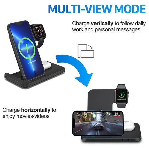 15W 3in1 Wireless Charging Station Dock For Apple Watch Air Pods iPhone 13 12 - Picture 4 of 19