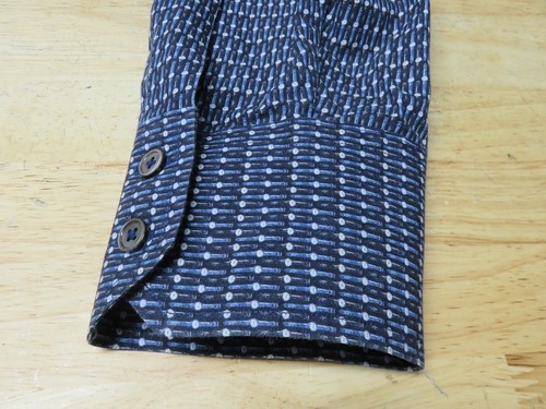 Zachary Prell Button Front Dress Shirt XL Blue Geometric Watch All Over Clocks - Picture 8 of 9