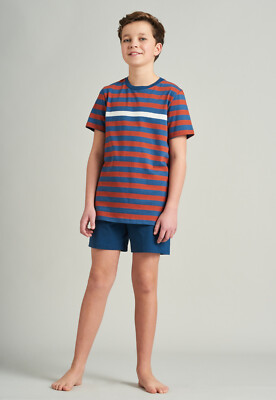SCHIESSER S M L 152 164 176 100% CO Boys Short Pyjamas