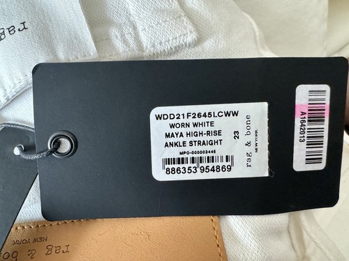 BNWT Rag And Bone White Maya High-rise Ankle Length Jeans Waist 23 RRP £240 P283 - Picture 10 of 10