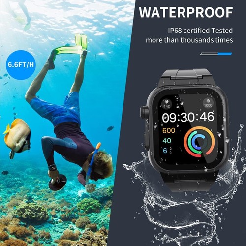 Waterproof Case For Apple Watch Series 7 8 9 45mm Shockproof Cover w/ Band Strap - Zdjęcie 2 z 11