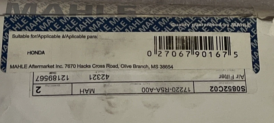 Filtro de ar do motor para Honda CRV 2.4L 2012-2014 17220-R5A-A00 LX 3496 - Imagem 3 de 3