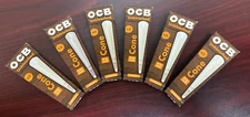 OCB VIRGIN Unbleached 1 1/4 6pk Cones -6 PACKS -36 Total Cones