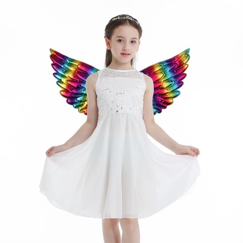 Angel Feather Wings Cosplay Christmas Fairy Fancy Dress Costume Event Kid Adults - Picture 25 of 33
