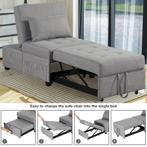 4-IN-1 Convertible Sofa Bed Folding Sleeper Chair Leisure Recliner Lounge Couch - Picture 19 of 33