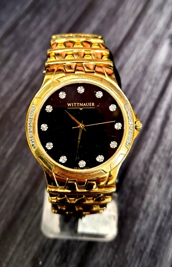 VERY RARE Wittnauer Gold and diamond savoy Sapphire Crystal Mens Swiss Watch