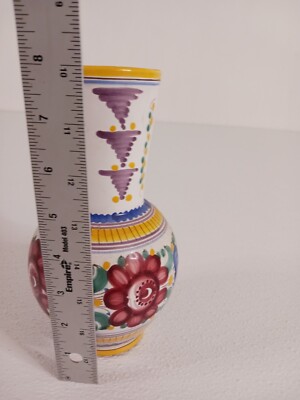 VTG Made in Slovakia KERAMIKA Hand Painted Floral Pottery Bud Vase