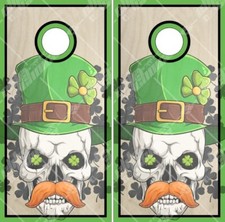 Irish Clover Shamrock Skull Cornhole Wrap Bag Toss Skin Decal Sticker Wraps