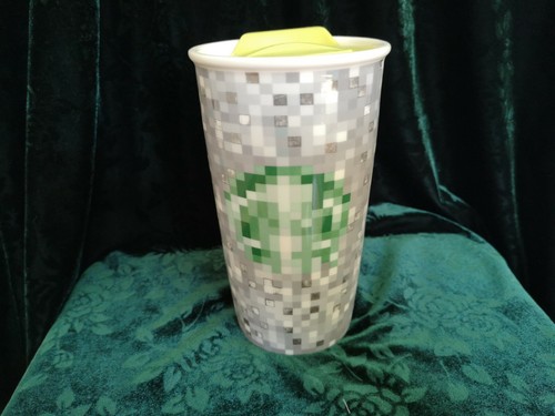 Starbucks Rodarte Ceramic Pixel Tumbler Travel Mug Lid 12 oz Cup 2012 Limited - Picture 2 of 5