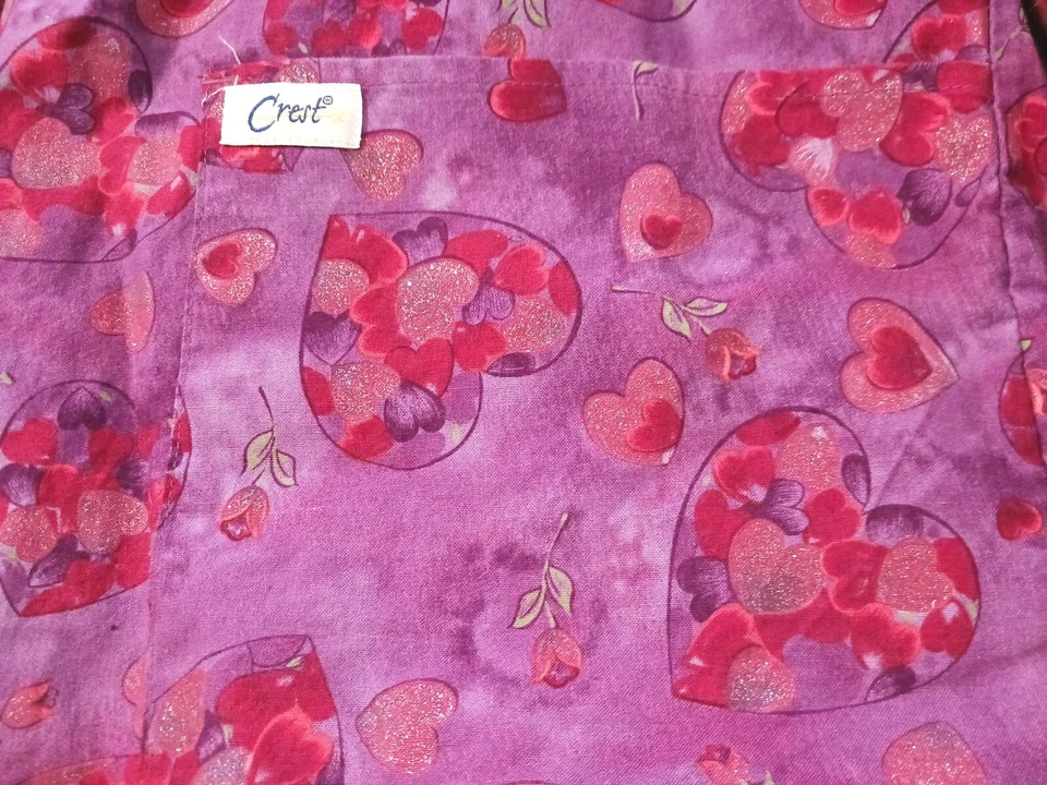 Crest Scrub Jacket Purple Red Hearts Sparkle Love Ladies XS Workwear - Image 4 of 4