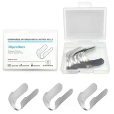 30pcs Dental Proximal Anterior Strips 0.03mm Premolars Matrix Band Twin Matrices