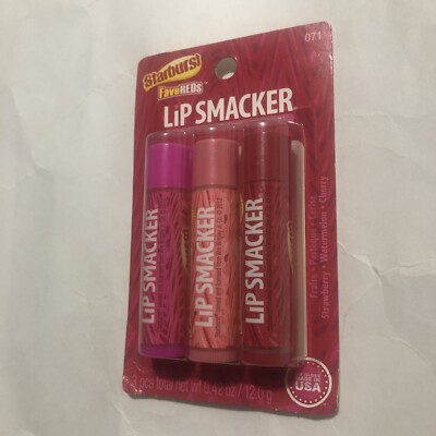 Starburst Lip Smacker Fave Reds Strawberry Watermelon Cherry 3PC Set