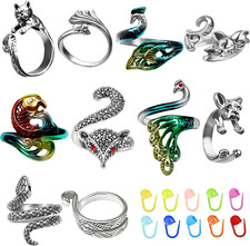 10 Pcs Crochet Rings for Finger Adjustable Crochet Tension Rings for Crocheting