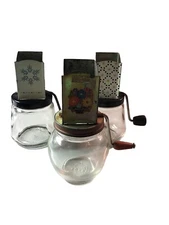 3 Vintage Androck Spice Nut Meat Choppers Grinders Floral Snowflake Starburst