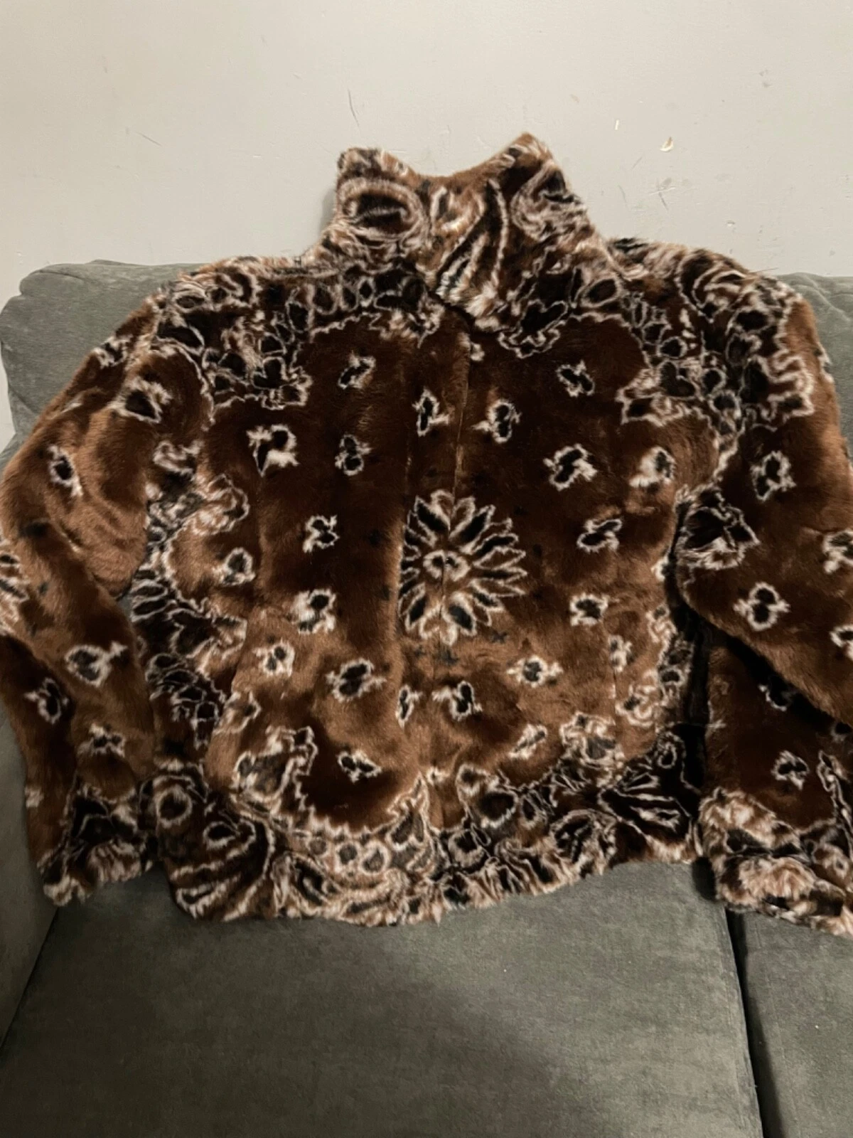 Blouson bomber fausse fourrure marron Supreme Bandana taille XL
