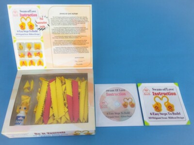 DIY 3D Origami Swan Kit With Ribbon  Design - 500 Pre-folded Triangles