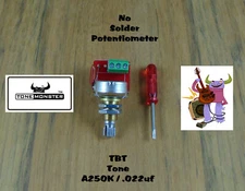 TONE MONSTER NO SOLDER TBT Tone Potentiometer 250K .022uf Capacitor Guitar Bass
