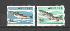 CORÉE DU SUD 1966 POISSON SHORT LOT DE 2 TIMBRES SC#496-497 COMME NEUF MNH NO...