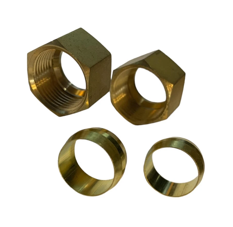 2PK 3/4 Compression Tube Size Nut Ferrule Sleeve Combo For Pneumatic Water Pipe - Image 2 of 4