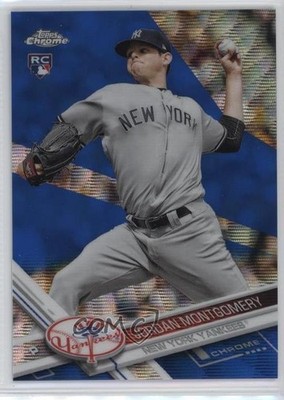 2017 Topps Chrome Blue Wave Refractor 67/75 Jordan Montgomery #24 Rookie RC 1c0s