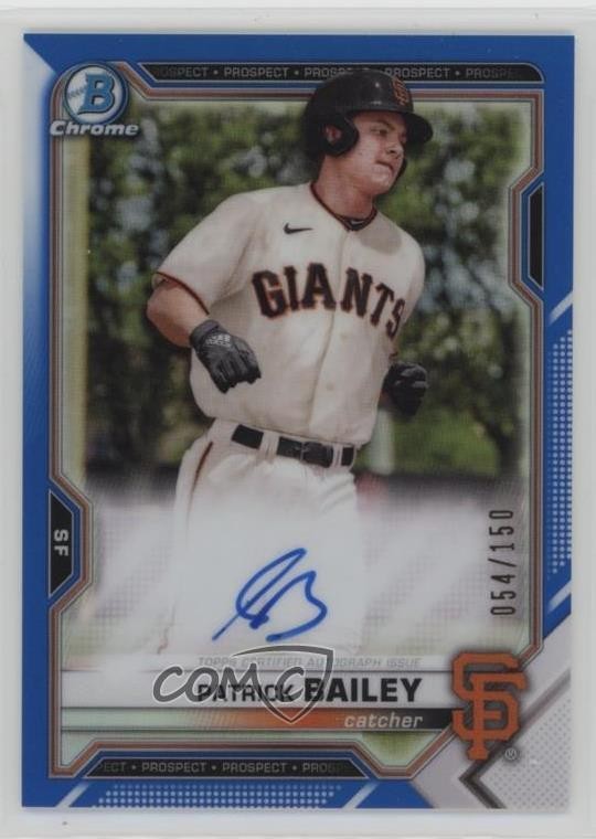 2021 Bowman Chrome Prospects Blue Refractor /150 Patrick Bailey #CPA-PB Auto uk2