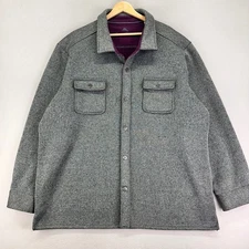 Tommy Bahama Fireside CPO Shirt Jacket Mens 3XL Gray Lightweight Fleece Lined