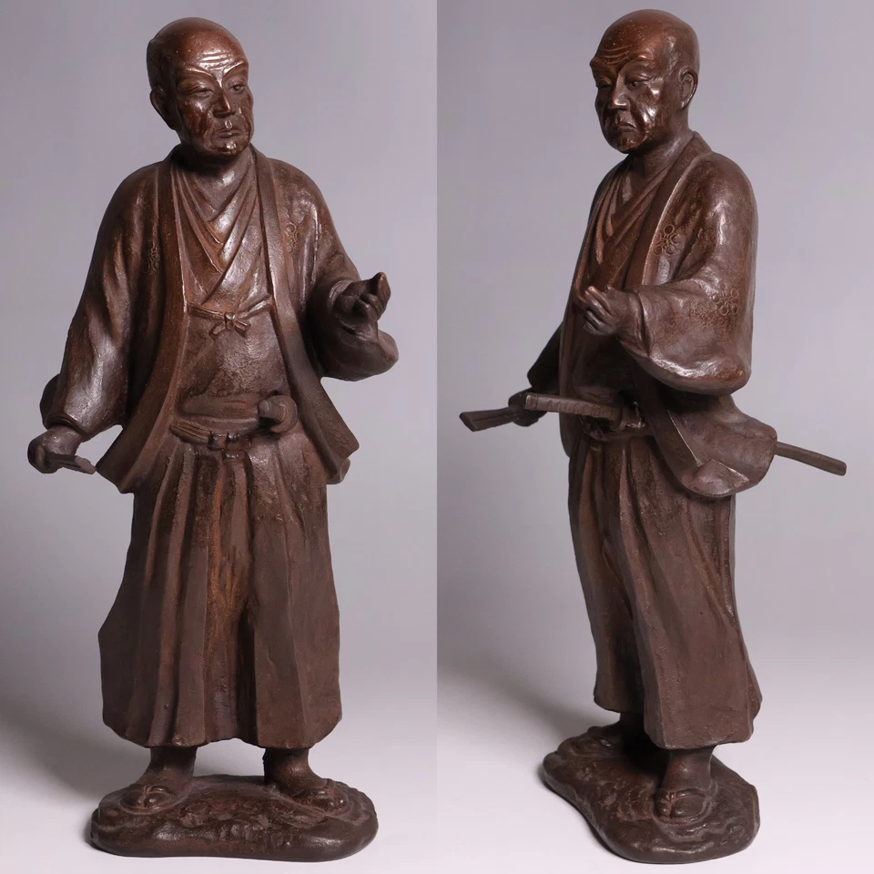 Japanese Bronze Samurai Maeda Masatoshi Statue 10inch 2nd Lord of Toyama Domain - Image 2 of 4