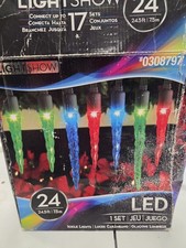 Gemmy Lightshow Color Changing LED Christmas Icicle Lights 24 CT 0308797