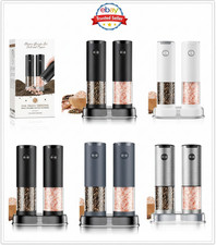 2PC Electric LED Salt  Pepper Grinder Set Automatic Battery Pepper Mill Shaker