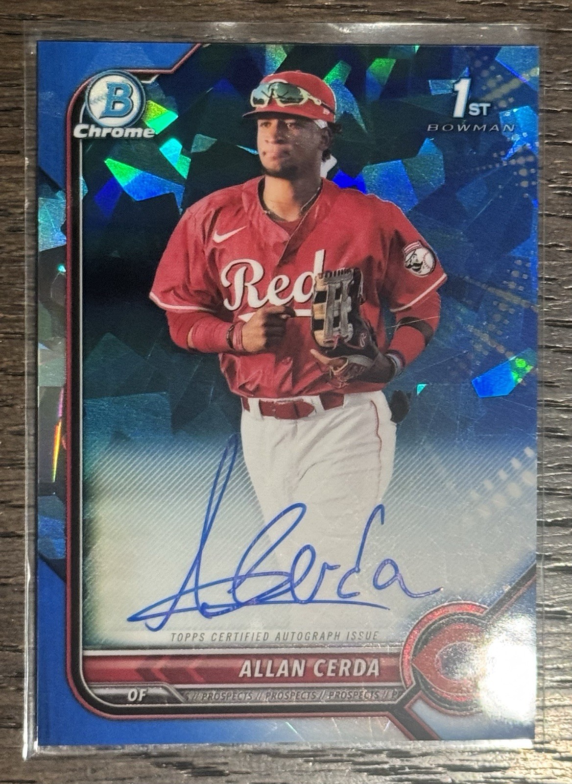 ALLAN CERDA BLUE SAPPHIRE AUTO 1st Bowman Chrome Refractor 2022 CINCINNATI REDS