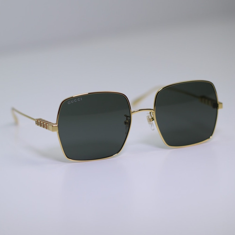 NEW Gucci GG1434S 001 Yellow Gold Grey Unisex Authentic | eBay