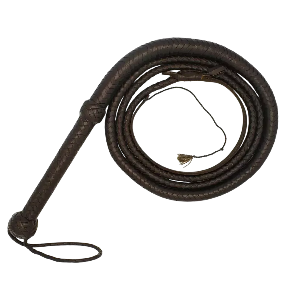 Fouet Indiana Jones En Cuir Véritable – 3 Pieds – Noir – 12 Tresses – Leather Phobia