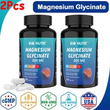 2-Bottles Multi-functional Magnesium Glycinate 500mg 240 Capsules For Sleep Bone