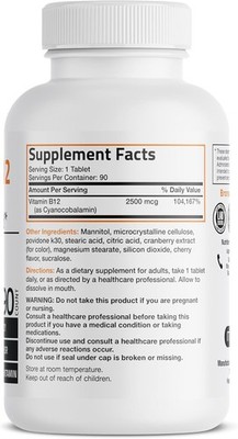 Vitamin B12 2500mcg Energy Shots, Fast Dissolve, 90 Count, Pack of 1  716563477011| eBay