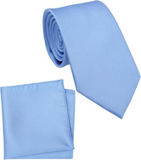 Regular Tie and Pocket Square for Men, Solid Color Necktie Set, 3.2 inch Standar