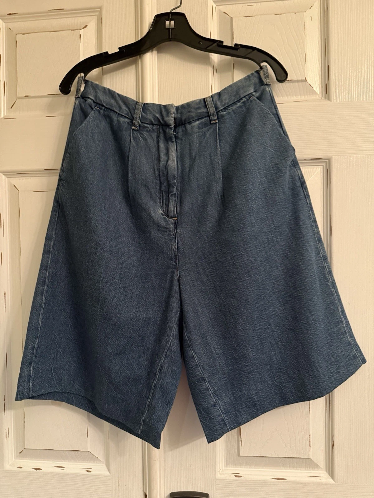 Pilcro Anthropologie Culottes Shorts Blue Denim Pleated Draped Sz 29 NWOT