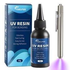 UV Resin Kit with Light,50g Fast Curing Bonding UV Resin and 395nm UV Flashl...
